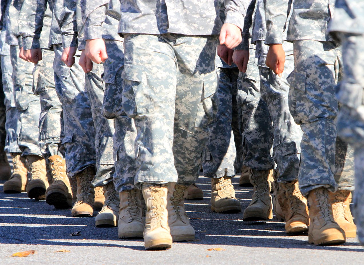 Veterans marching